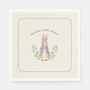 Peter Rabbit Sage Green Vintage Baby Shower Napkins