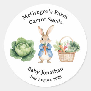 Peter Rabbit Veggie Basket Baby Shower Favor Classic Round Sticker