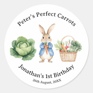 Peter Rabbit Veggie Basket Baby Shower Favor Classic Round Sticker
