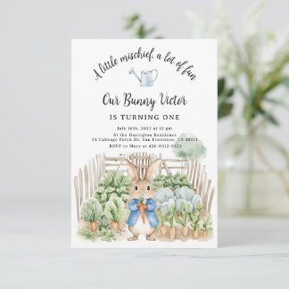 Peter Rabbit Veggie Garden Party First Birthday Invitation