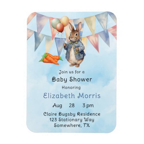 Peter Rabbit Watercolor Baby Boy Shower Invite Magnet