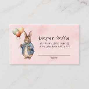 Peter Rabbit Watercolor Baby Girl Diaper Raffle Business Card