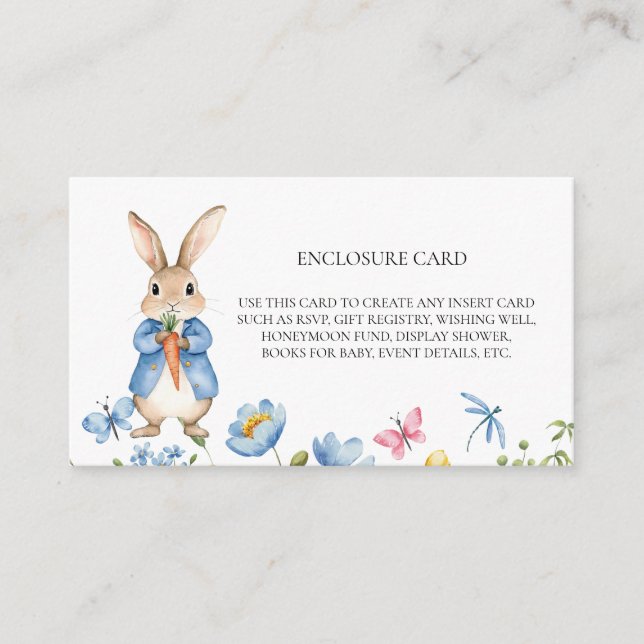 Peter Rabbit Watercolor Florals Spring Flowers  Enclosure Card (Front)