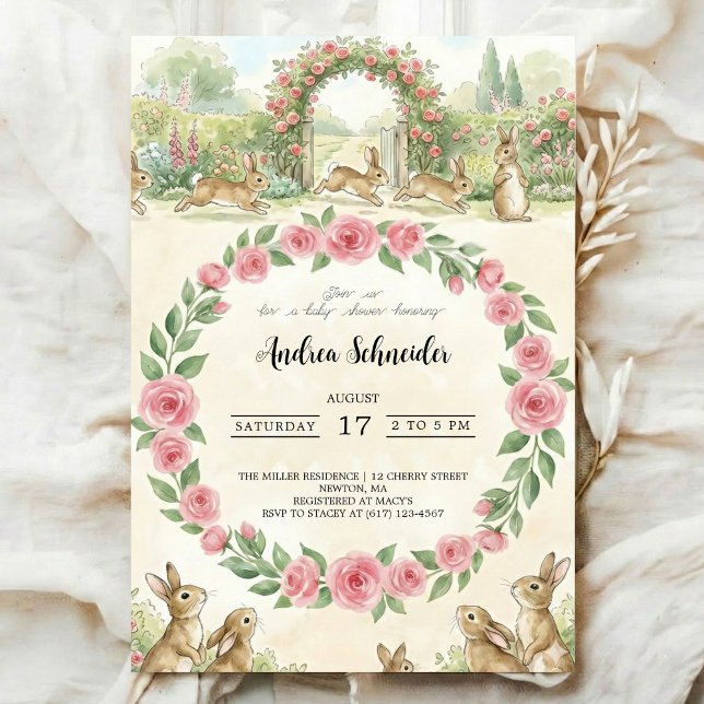 Peter Rabbit watercolor flower animal baby shower Invitation (Creator Uploaded)