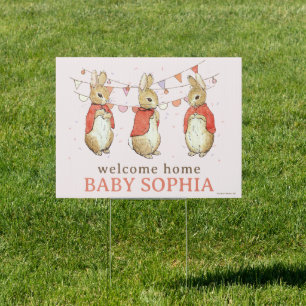 Peter Rabbit   Welcome Home Baby Girl Sign