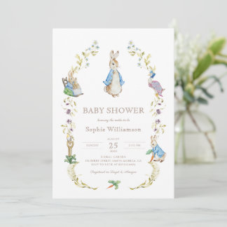 Peter Rabbit Wildflower Baby Shower Invitation 