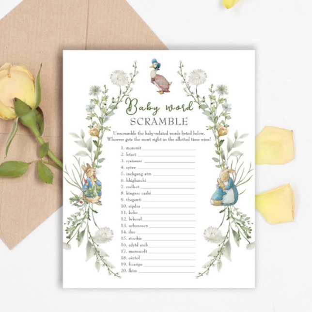 Peter Rabbit Wildflower Baby Shower Word Scram (Creator Uploaded)