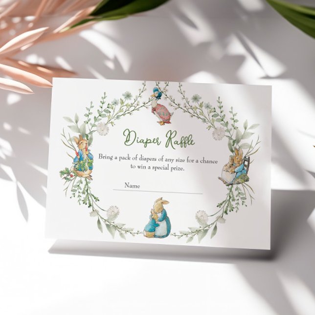 Peter Rabbit Wildflower Diaper Raffle Enclosure Card (Creator Uploaded)