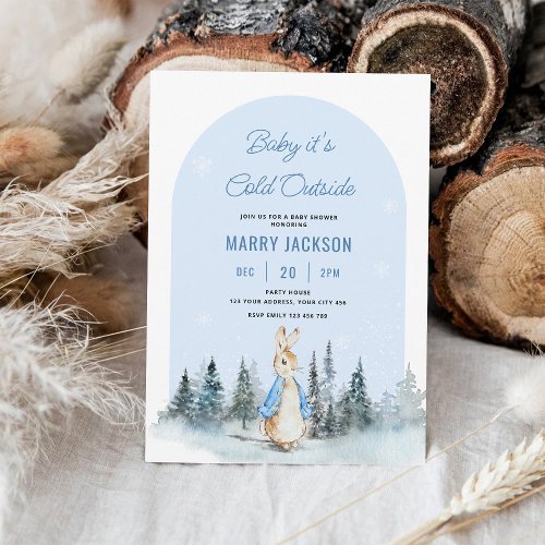 Peter Rabbit Winter Arch baby shower Invitation