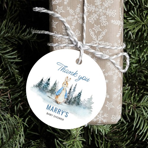 Peter Rabbit Winter Baby Shower Favor Tags