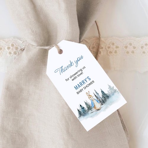 Peter Rabbit Winter Baby Shower Thank you Gift Tags