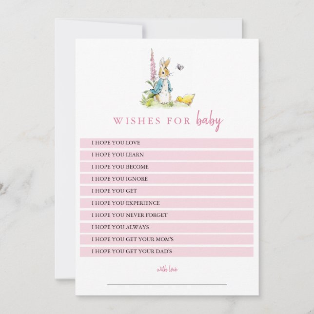 Peter Rabbit Wishes for baby Pink girl babyShower  Invitation (Front)
