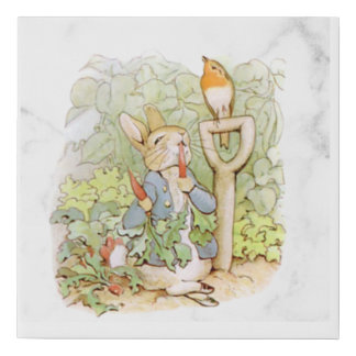 Peter Rabbit with Carrot Faux Canvas Print