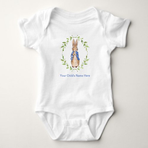 Peter Rabbit with Childs Name Personalization   Baby Bodysuit
