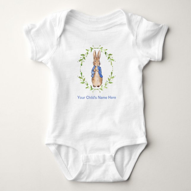 Peter Rabbit with Child's Name Personalization   Baby Bodysuit (Front)