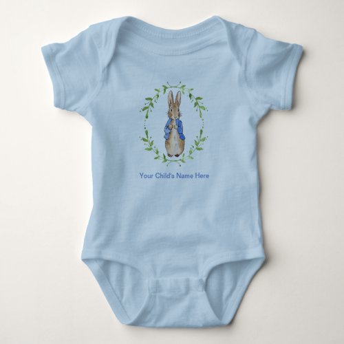 Peter Rabbit with Childs Name Personalization  Baby Bodysuit