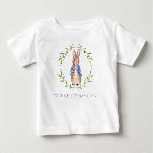 Peter Rabbit with Childs Name Personalization Baby T_Shirt