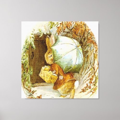 Peter Rabbit with Winter Umbrella by Beatrix Pot Canvas Print