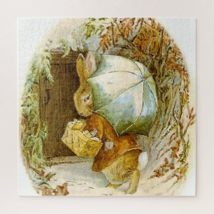“Peter Rabbit with Winter Umbrella” by Beatrix Pot Jigsaw Puzzle