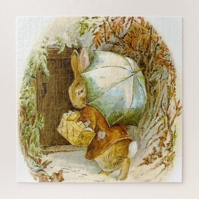 “Peter Rabbit with Winter Umbrella” by Beatrix Pot Jigsaw Puzzle (Vertical)
