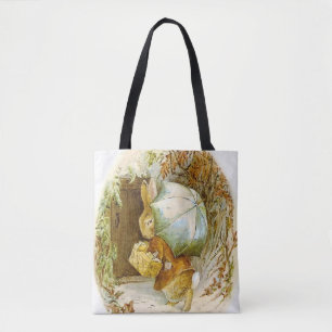 “Peter Rabbit with Winter Umbrella” by Beatrix Pot Tote Bag