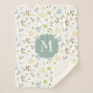Peter Rabbit   Woodland Watercolor Pattern Sherpa Blanket