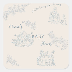 Peter Rabbit's mom Baby Shower Square Sticker