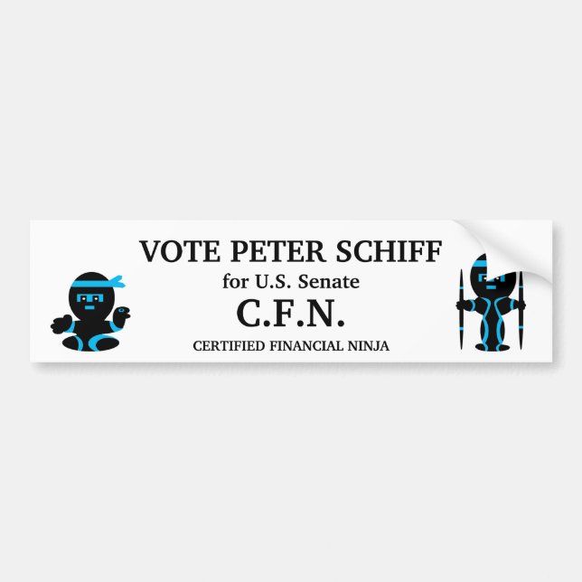 Peter Schiff, Connecticut Senate Bumper Sticker (Front)