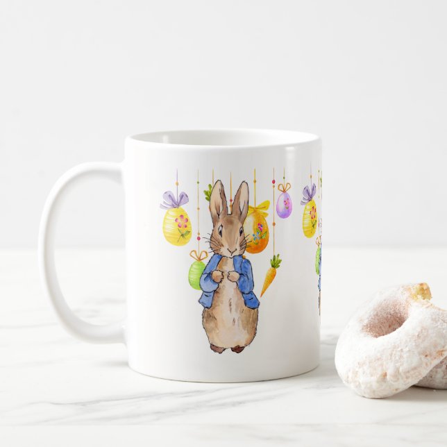 Peter the Easter Rabbit Easter Eggs  Coffee Mug (With Donut)