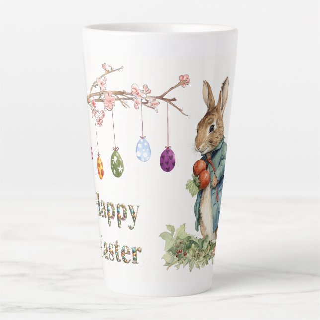 Peter the Easter Rabbit Easter Eggs Happy Easter Latte Mug (Front)