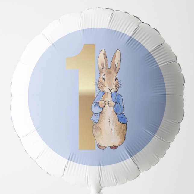 Peter the Rabbit 1st Birthday Blue Balloon (Front)