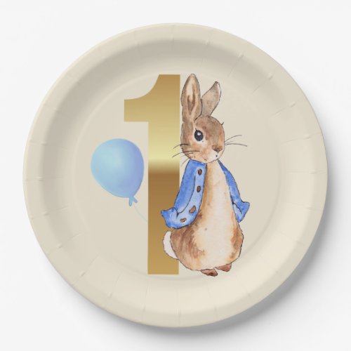 Peter the Rabbit 1st Birthday Blue balloon Paper Plates