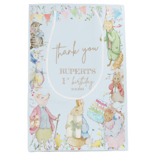 Peter the Rabbit 1st Birthday Blue Medium Gift Bag