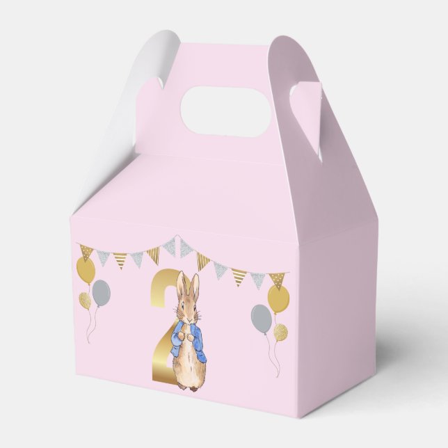Peter the Rabbit 2nd Birthday Pink Favor Boxes (Front Side)