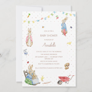 Peter the Rabbit and Family Baby Shower  Invitation