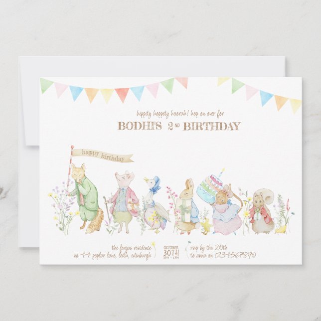 Peter the Rabbit and Friends Birthday Parade Invitation (Front)