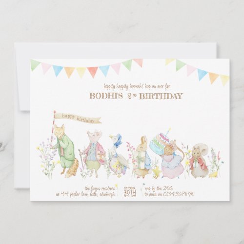 Peter the Rabbit and Friends Birthday Parade Invitation
