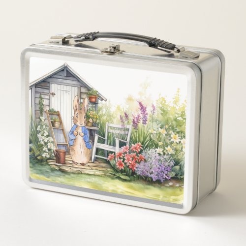 Peter the Rabbit and his garden shed Metal Lunch Box