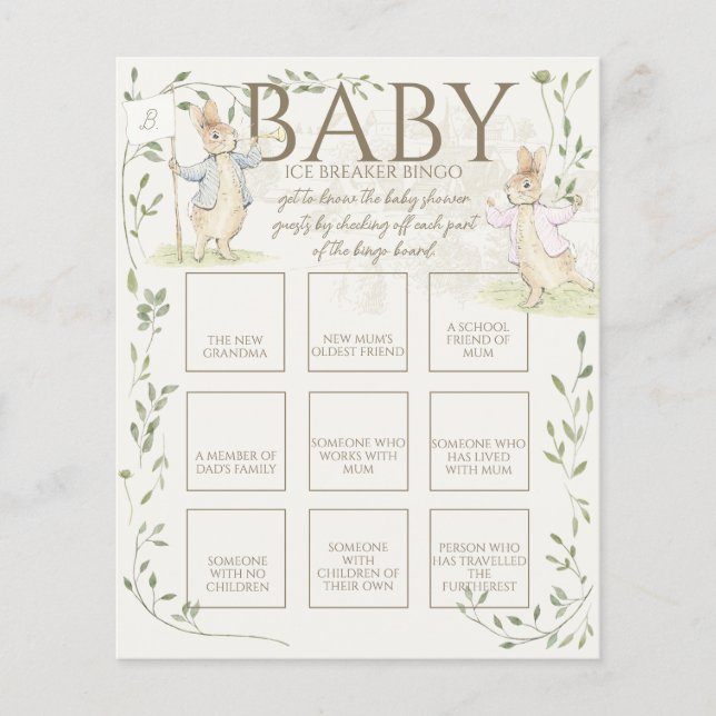 Peter the Rabbit Baby Bunny Ice Breaker Bingo Game (Front)