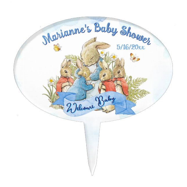 Peter the Rabbit Baby Shower Cake Topper (Front)