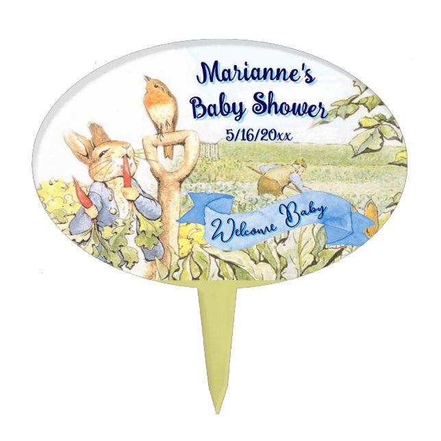 Peter the Rabbit Baby Shower Cake Topper (Front)