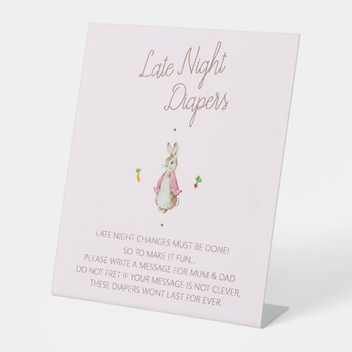 Peter the Rabbit Baby Shower Late Night Diapers  Pedestal Sign