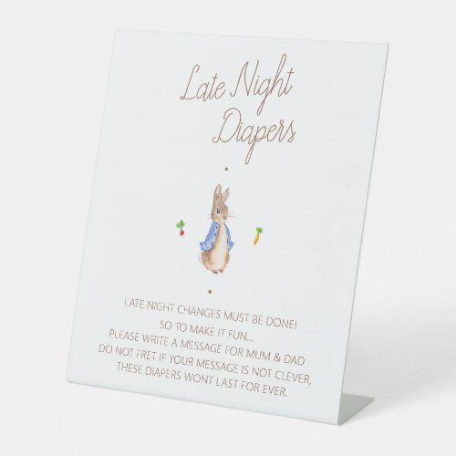 Peter the Rabbit Baby Shower Late Night Diapers  Pedestal Sign