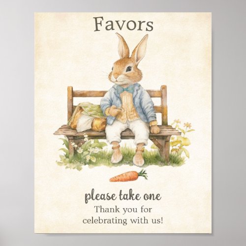 Peter The Rabbit _ Baby Shower Vintage Favors Poster