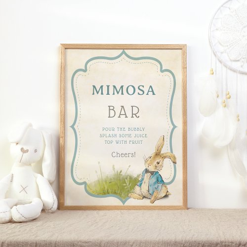 Peter The Rabbit Baby Shower Vintage Mimosa Bar Poster
