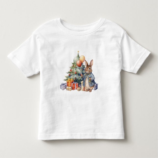 Peter the rabbit Balloons and Christmas tree  Toddler T-shirt (Front)