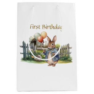 Peter the rabbit balloons First Birthday Medium Gift Bag