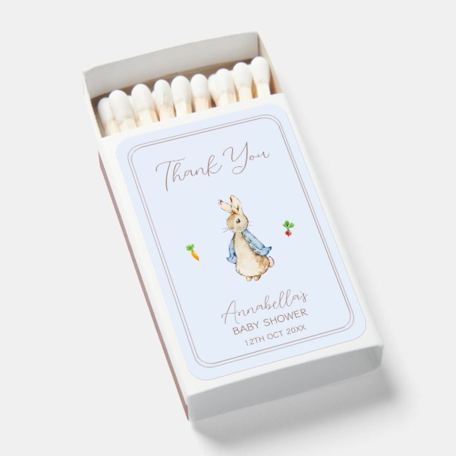 Peter the Rabbit Beartix Bunny Baby Shower Favors Matchboxes (Front Open)