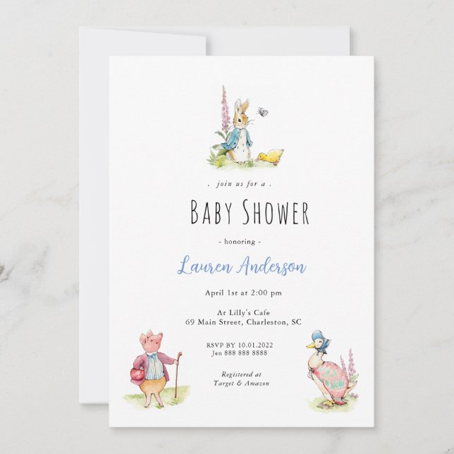 Peter the Rabbit Beatrix Potter Baby Shower  Invitation (Front)