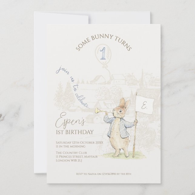 Peter the Rabbit Beatrix Some Bunny 1st Birthday Invitation (Front)